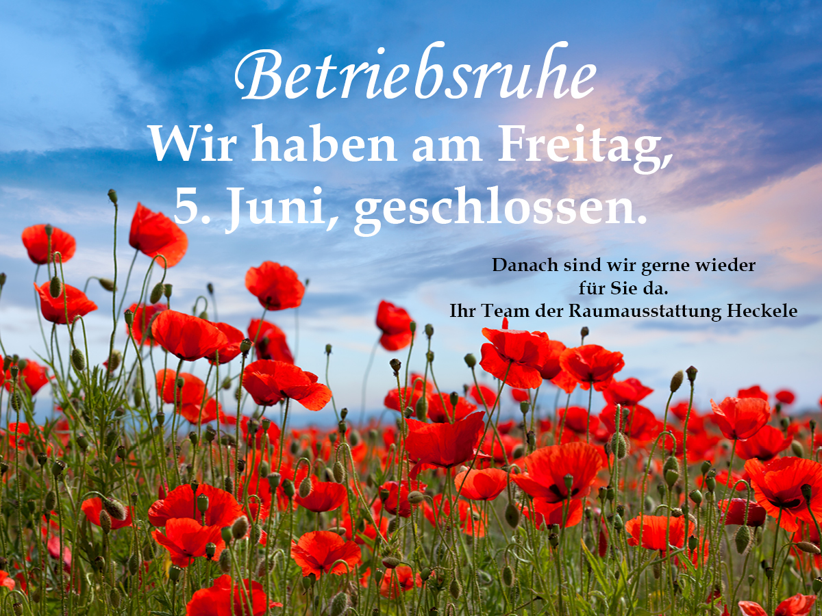 5. Juni geschlossen. Ein Feld mit roten Mohnblumen